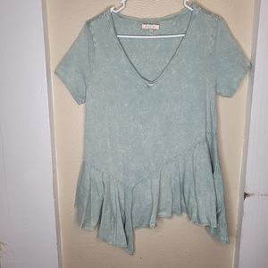 Eri + Ali Asymmetrical Top Anthropologie Green Size Small Womens